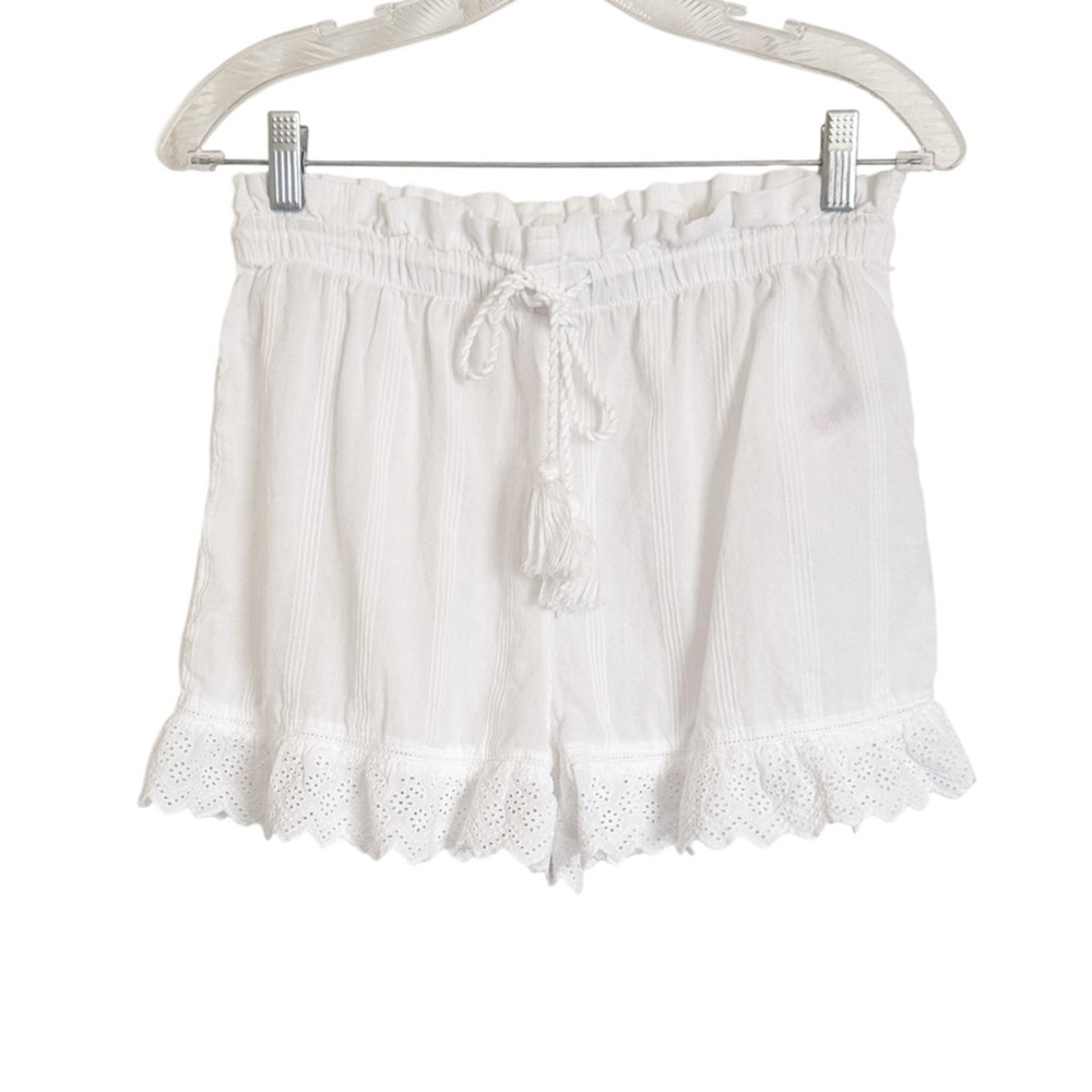 Shabby Chic White Laxe Eyelet Trim Coverup Pajama Shorts size S